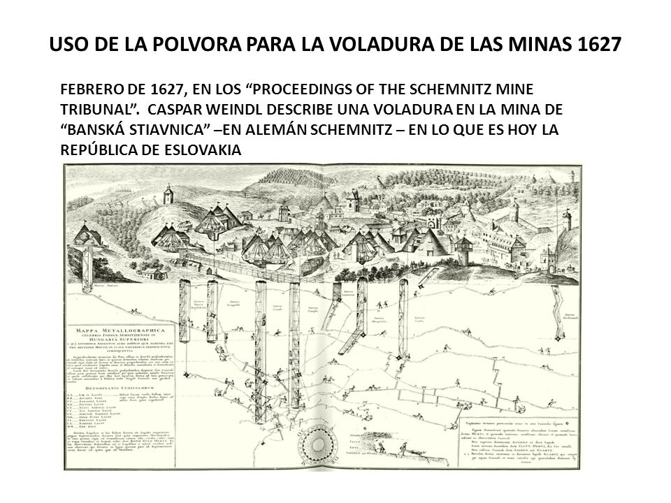 USO DE LA POLVORA PARA LA VOLADURA DE LAS MINAS 1627
