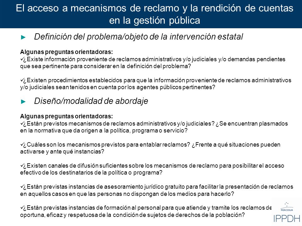 El acceso a mecanismos de reclamo y la rendición de cuentas en la gestión pública