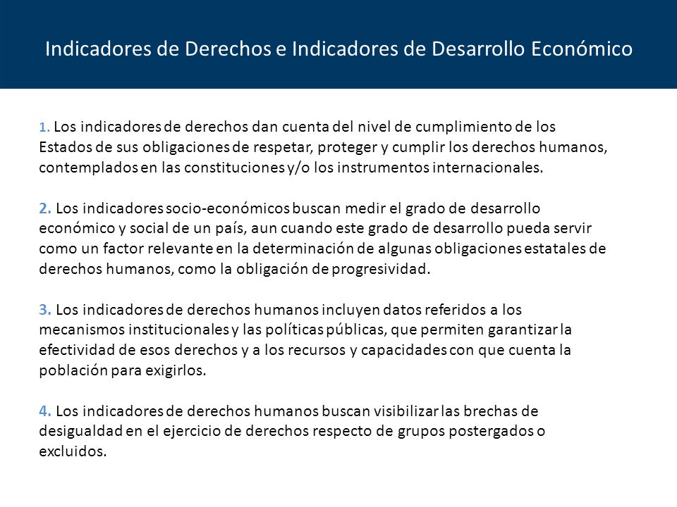 Indicadores de Derechos e Indicadores de Desarrollo Económico