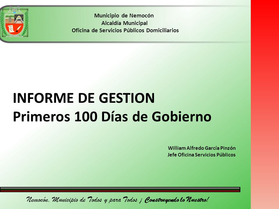 Nemocón, Municipio de Todos y para Todos ¡ Construyendo lo Nuestro!