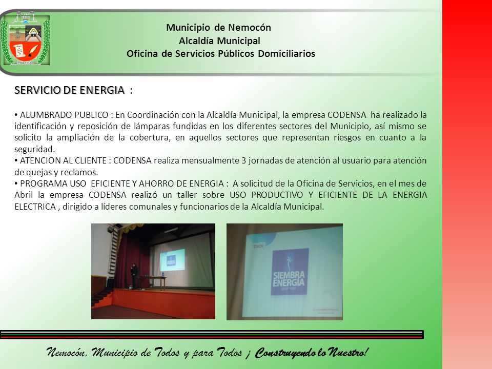 Nemocón, Municipio de Todos y para Todos ¡ Construyendo lo Nuestro!