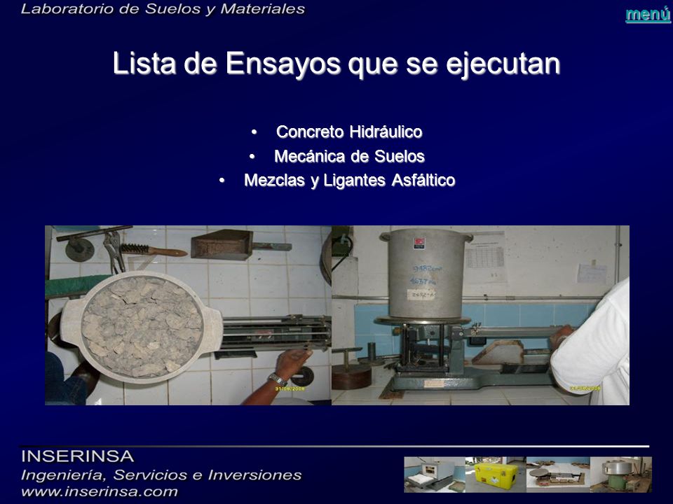 Lista de Ensayos que se ejecutan
