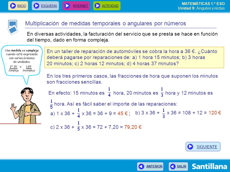 Multiplicación de medidas temporales o angulares por números