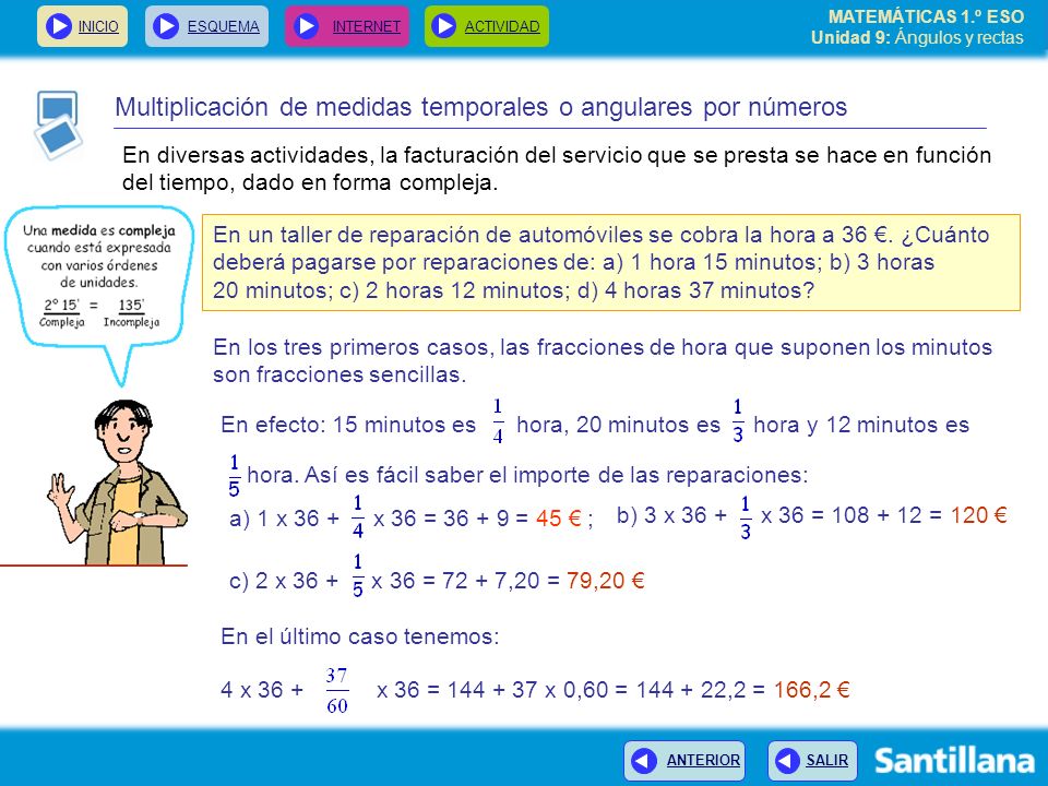 Multiplicación de medidas temporales o angulares por números