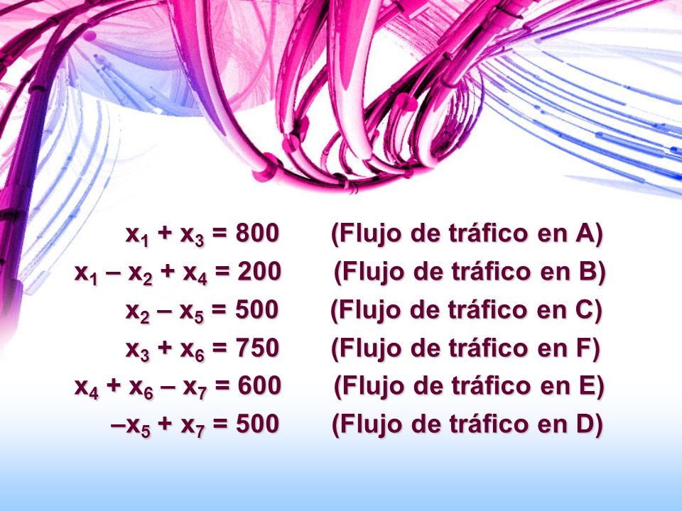 x1 + x3 = 800 (Flujo de tráfico en A)