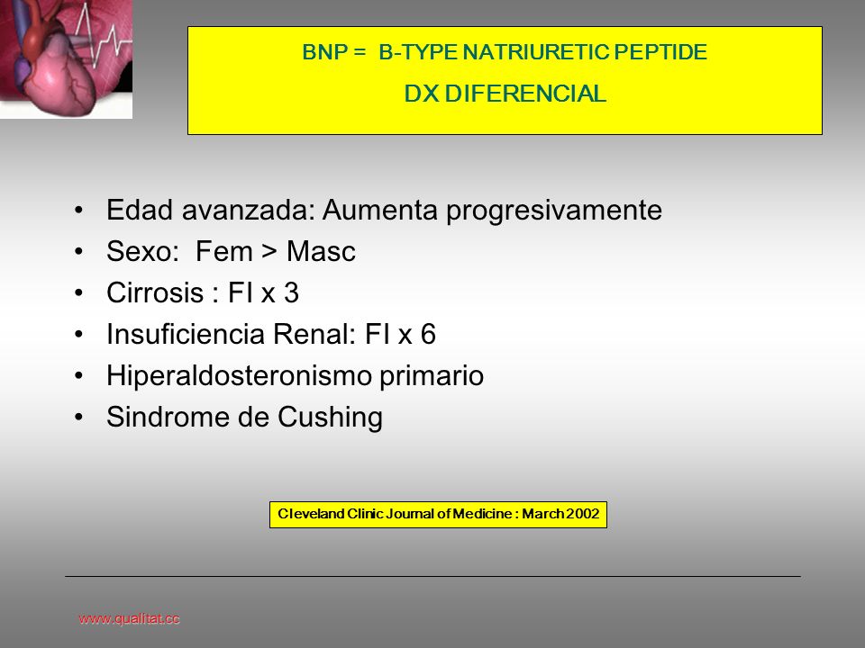 BNP = B-TYPE NATRIURETIC PEPTIDE DX DIFERENCIAL