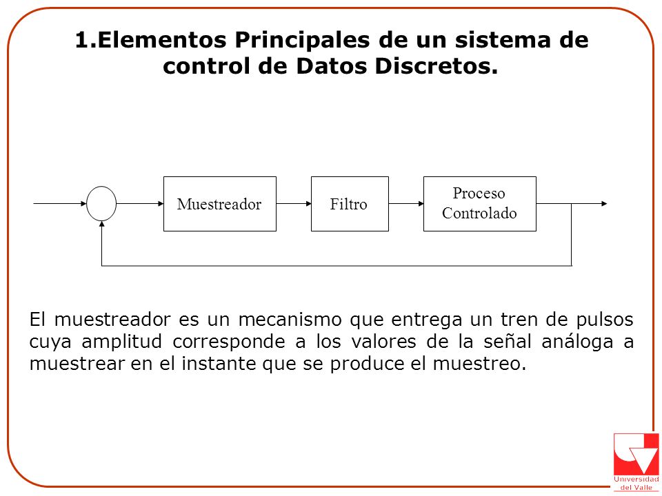 Elementos Principales de un sistema de control de Datos Discretos.