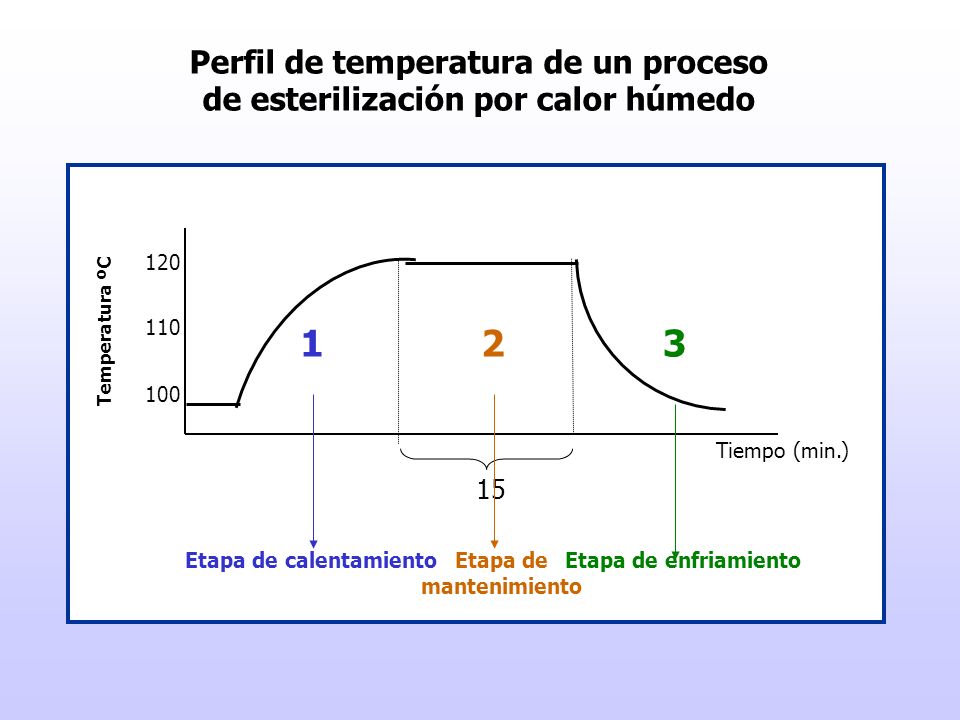 Perfil de temperatura de un proceso de esterilización por calor húmedo