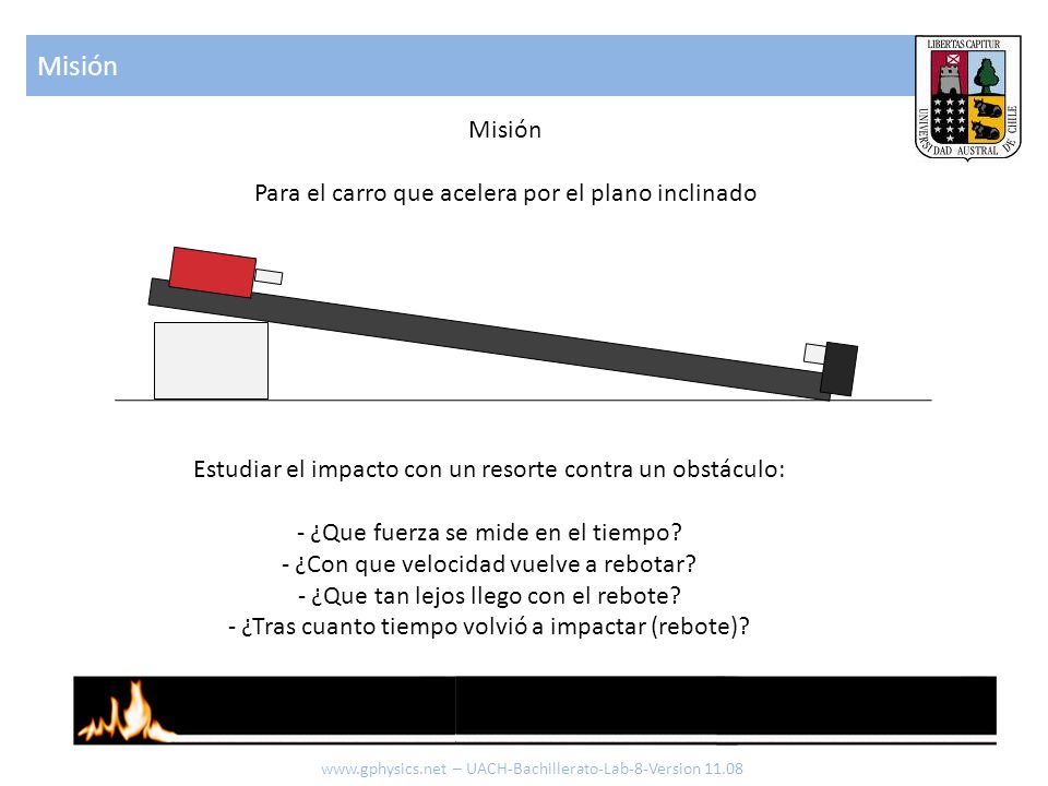 Misión Misión Para el carro que acelera por el plano inclinado