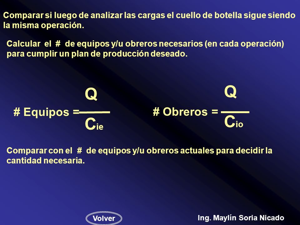 Q Q Cio Cie # Equipos = # Obreros =