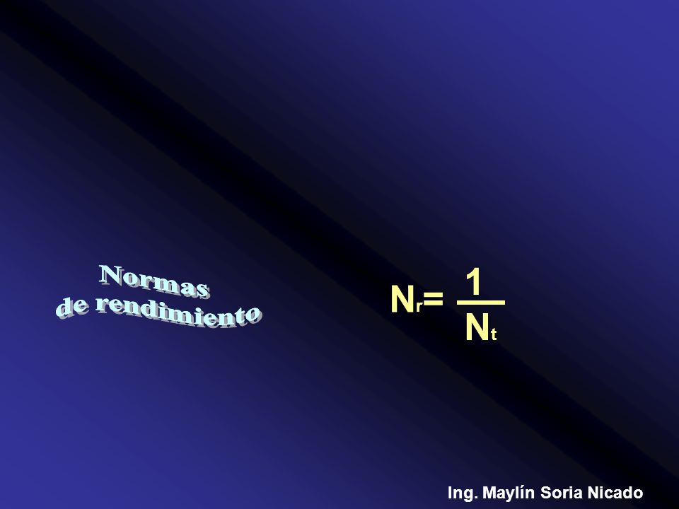 Nr= 1Nt Normas de rendimiento Ing. Maylín Soria Nicado