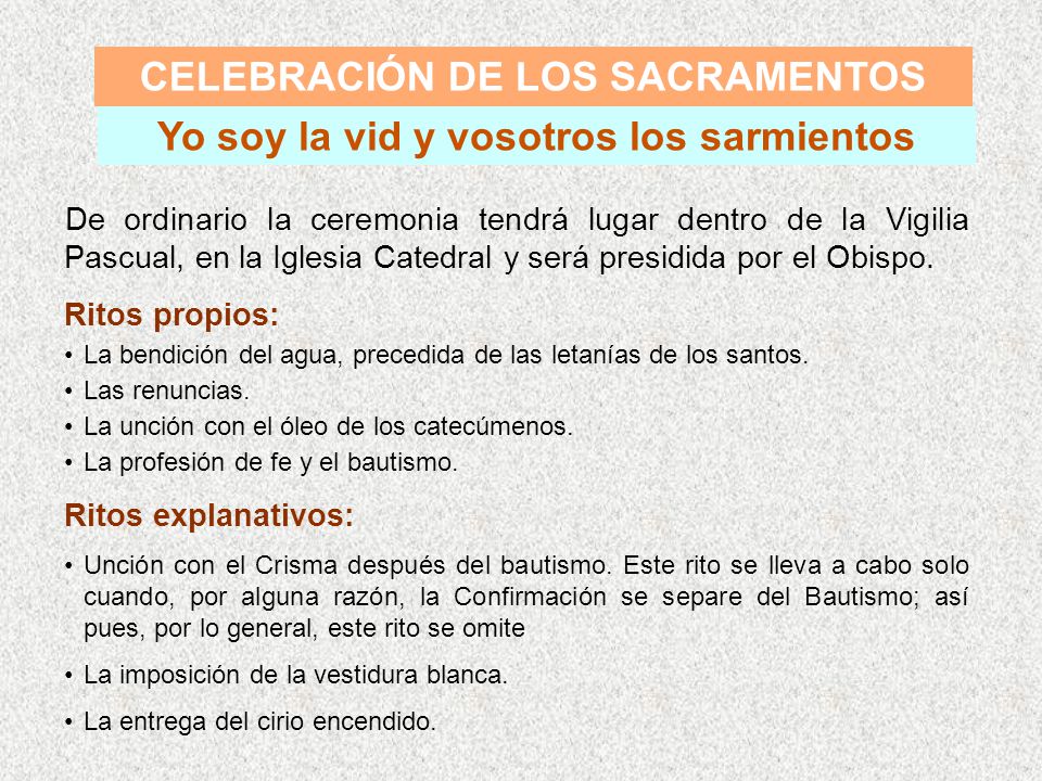 CELEBRACIÓN DE LOS SACRAMENTOS Yo soy la vid y vosotros los sarmientos