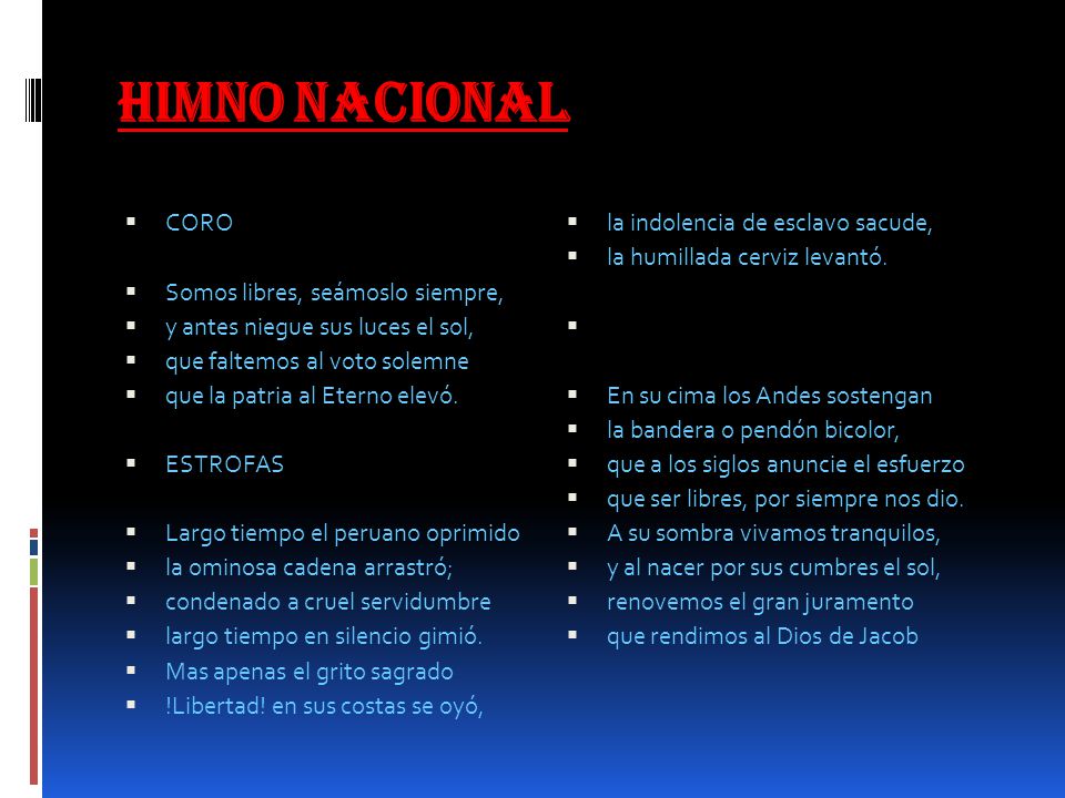 Himno nacional CORO la indolencia de esclavo sacude,