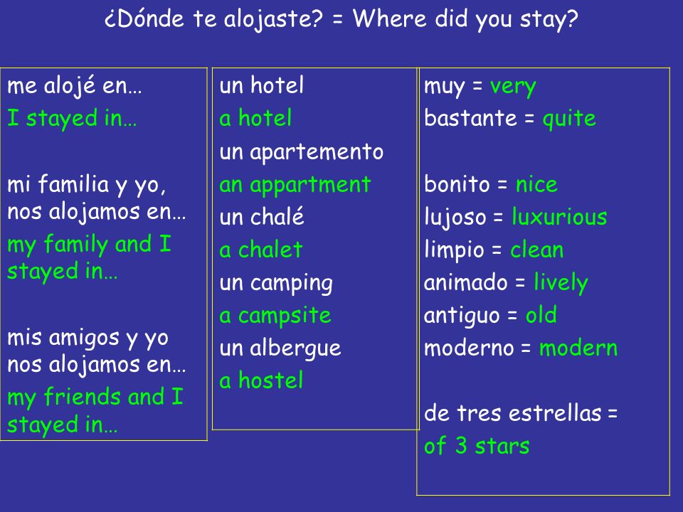 ¿Dónde te alojaste = Where did you stay