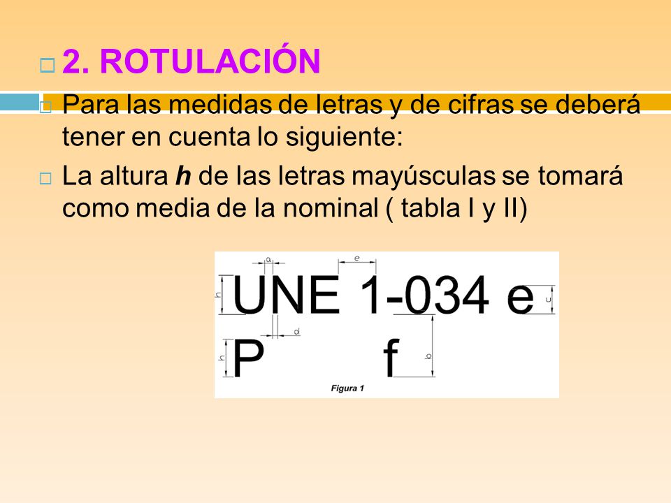 2. ROTULACIÓN Para las medidas de letras y de cifras se deberá tener en cuenta lo siguiente: