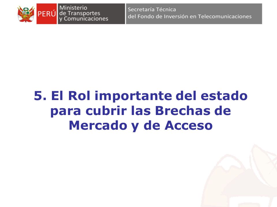 5. El Rol importante del estado para cubrir las Brechas de Mercado y de Acceso
