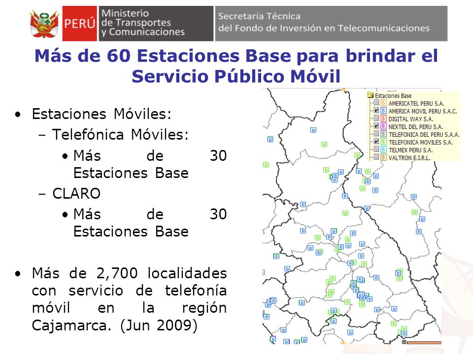 Más de 60 Estaciones Base para brindar el Servicio Público Móvil