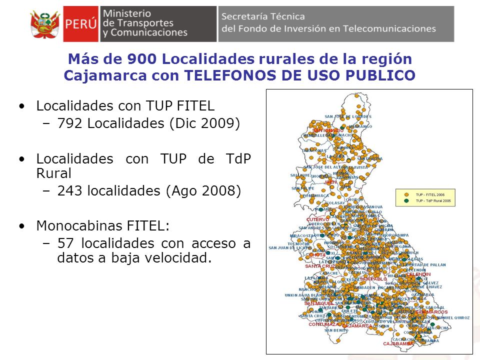 Más de 900 Localidades rurales de la región Cajamarca con TELEFONOS DE USO PUBLICO