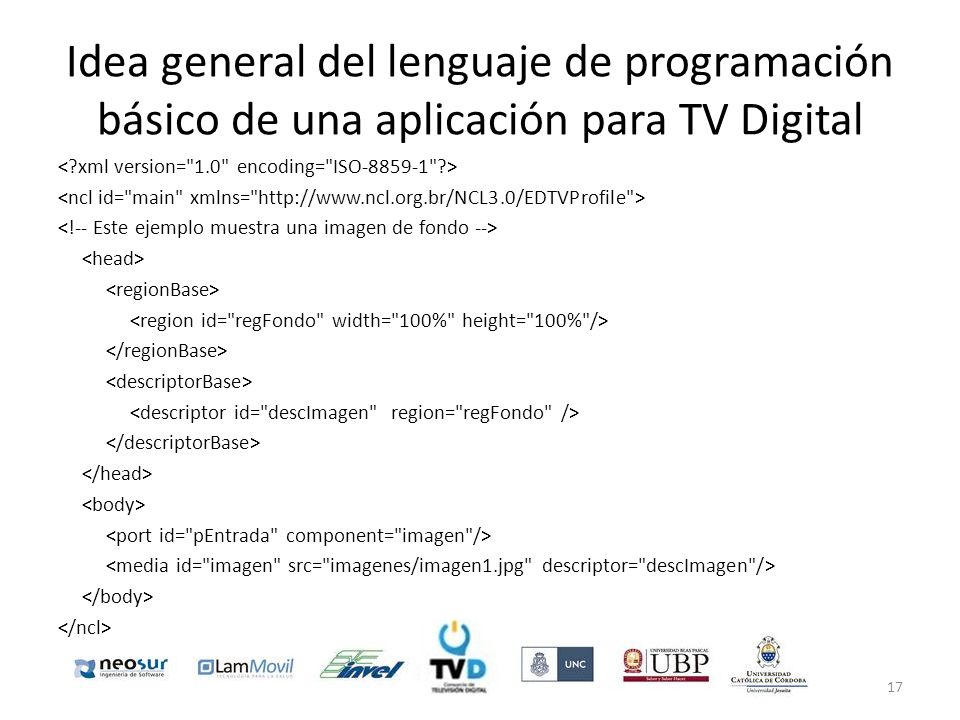 Idea general del lenguaje de programación básico de una aplicación para TV Digital