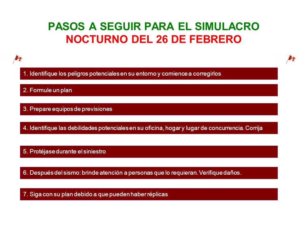 PASOS A SEGUIR PARA EL SIMULACRO NOCTURNO DEL 26 DE FEBRERO