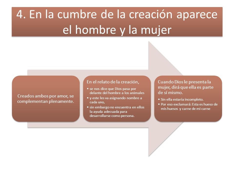 4. En la cumbre de la creación aparece el hombre y la mujer