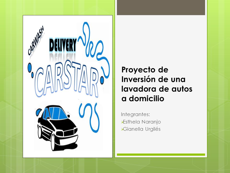 Proyecto de Inversión de una lavadora de autos a domicilio