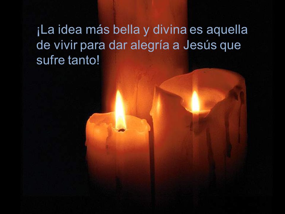 ¡La idea más bella y divina es aquella de vivir para dar alegría a Jesús que sufre tanto!