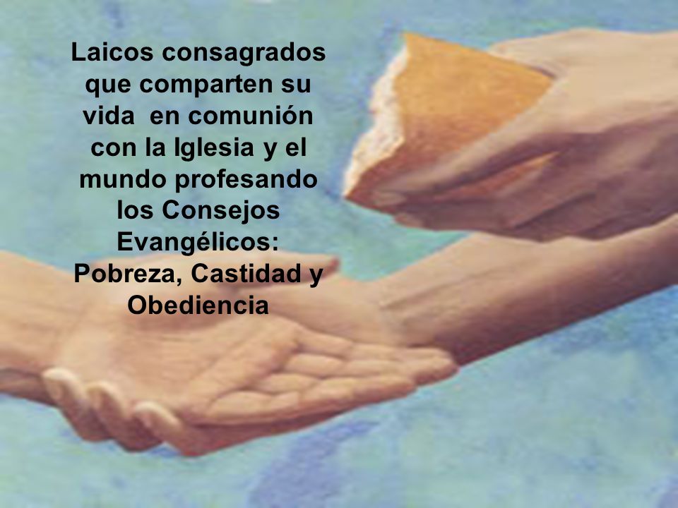 Laicos consagrados que comparten su vida en comunión con la Iglesia y el mundo profesando los Consejos Evangélicos: Pobreza, Castidad y Obediencia