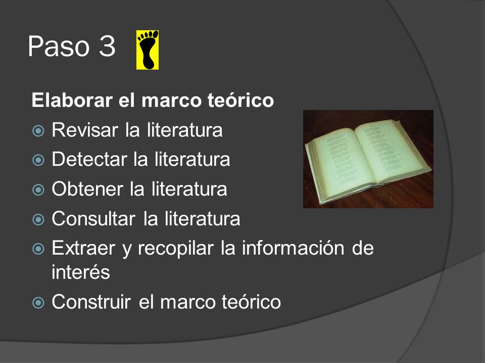 Paso 3 Elaborar el marco teórico Revisar la literatura