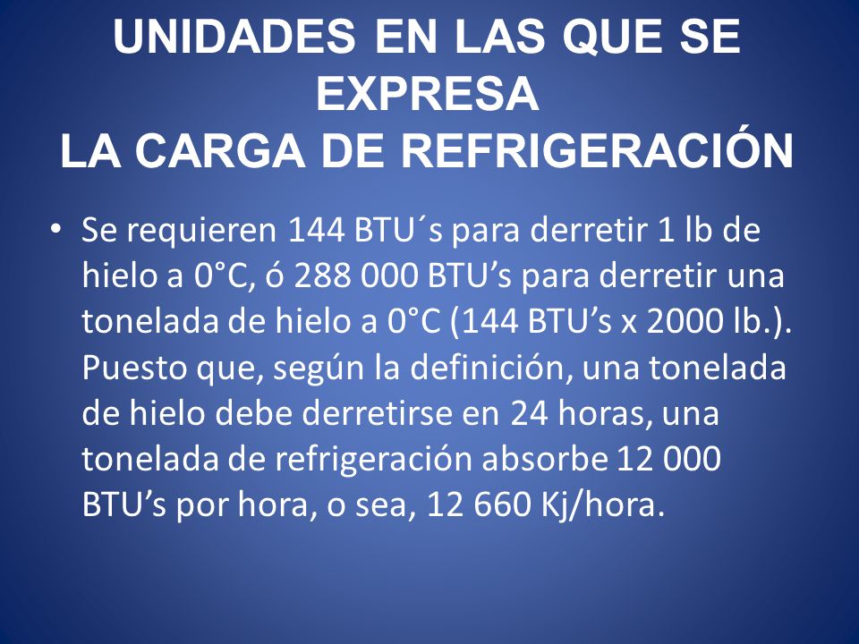 UNIDADES EN LAS QUE SE EXPRESA LA CARGA DE REFRIGERACIÓN