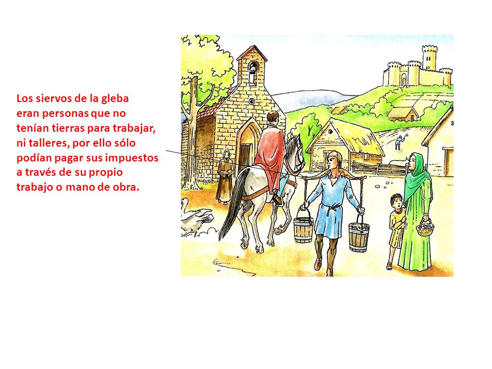 Los siervos de la gleba eran personas que no. tenían tierras para trabajar, ni talleres, por ello sólo.