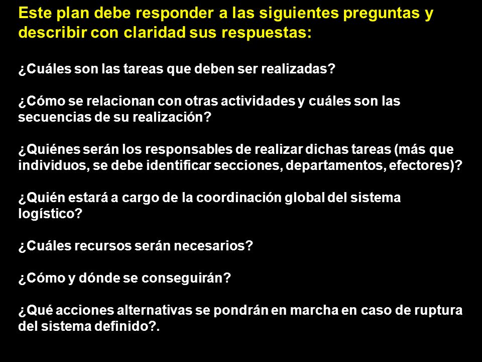 Este plan debe responder a las siguientes preguntas y describir con claridad sus respuestas: