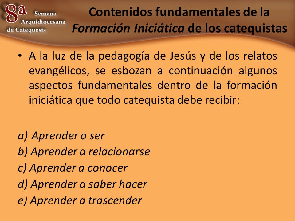 Contenidos fundamentales de la Formación Iniciática de los catequistas