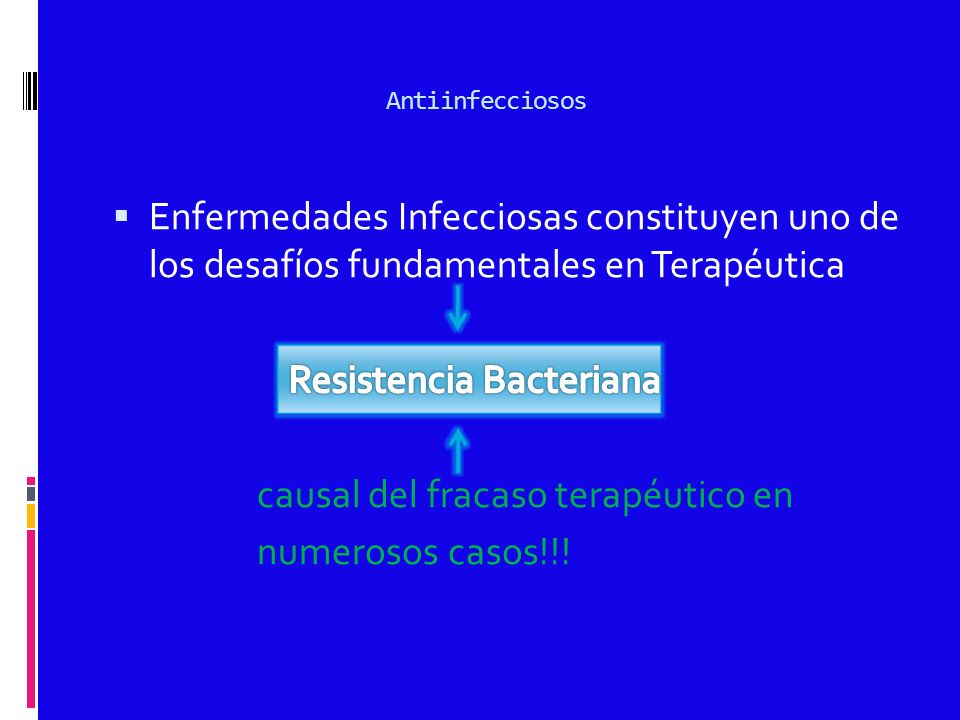 Antiinfecciosos Enfermedades Infecciosas constituyen uno de los desafíos fundamentales en Terapéutica.