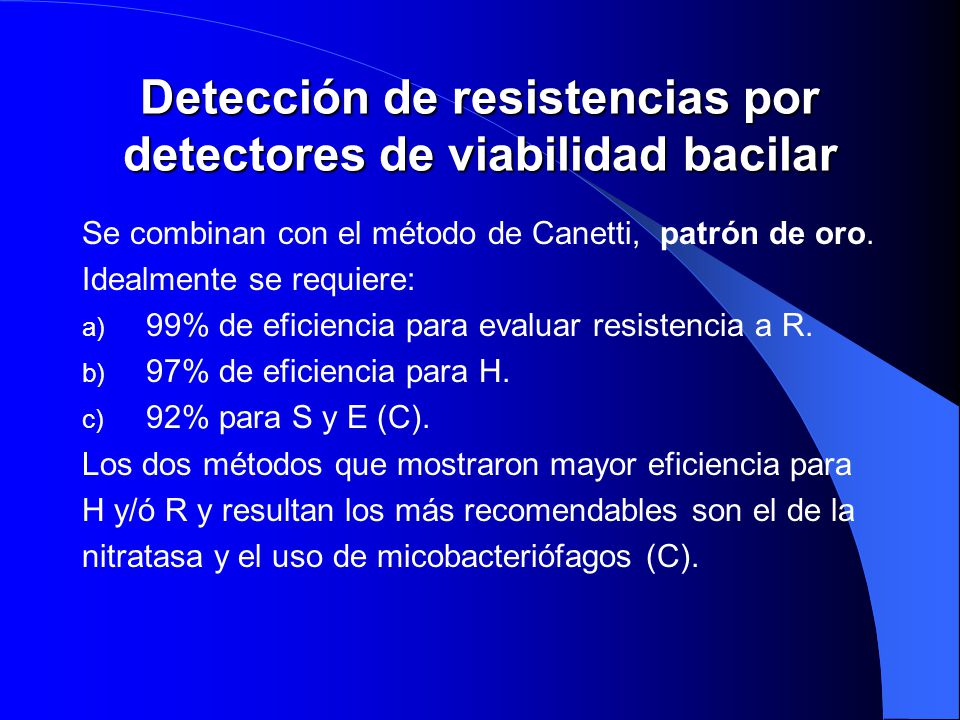Detección de resistencias por detectores de viabilidad bacilar