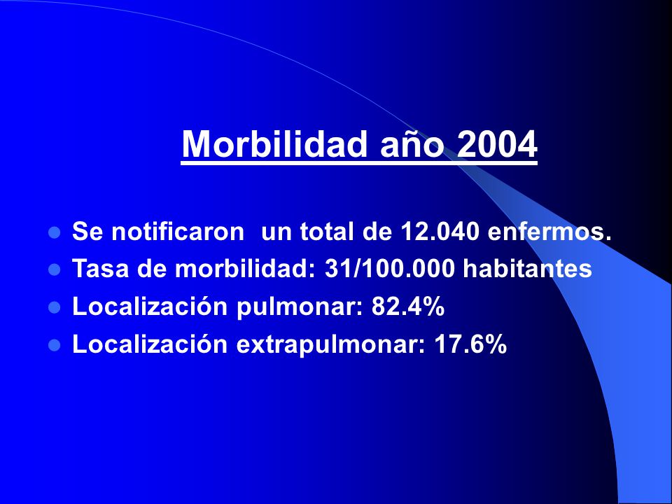 Morbilidad año 2004 Se notificaron un total de enfermos.