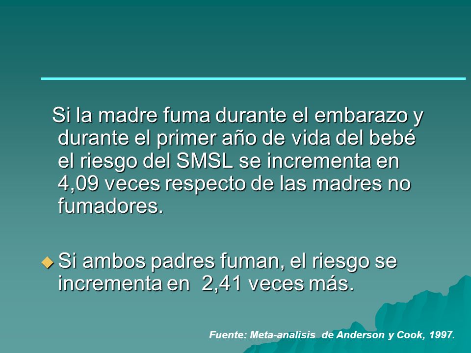Si ambos padres fuman, el riesgo se incrementa en 2,41 veces más.