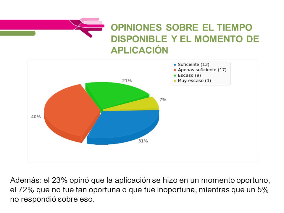 OPINIONES SOBRE EL TIEMPO DISPONIBLE Y EL MOMENTO DE APLICACIÓN