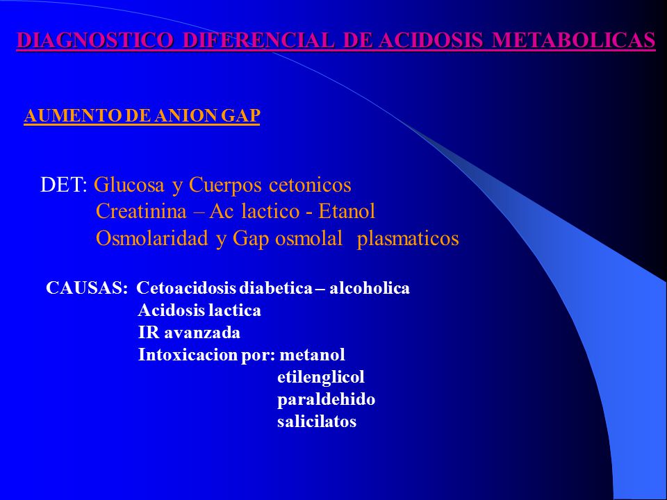 DIAGNOSTICO DIFERENCIAL DE ACIDOSIS METABOLICAS