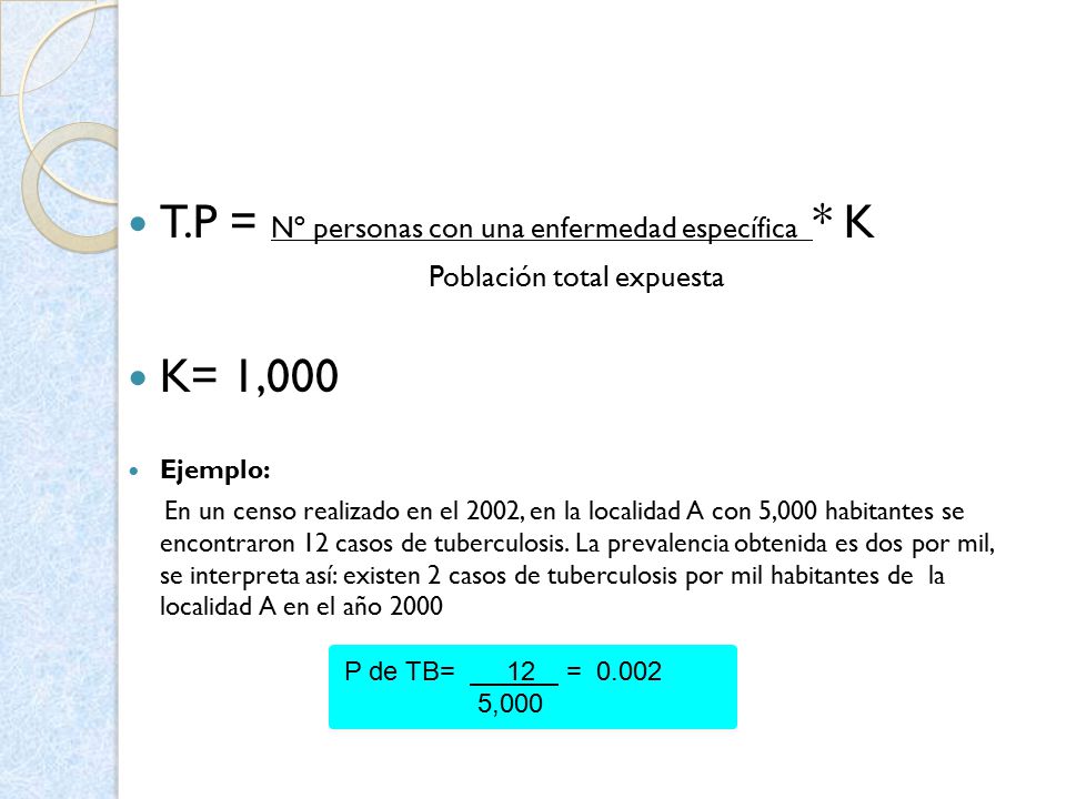 T.P = Nº personas con una enfermedad específica * K