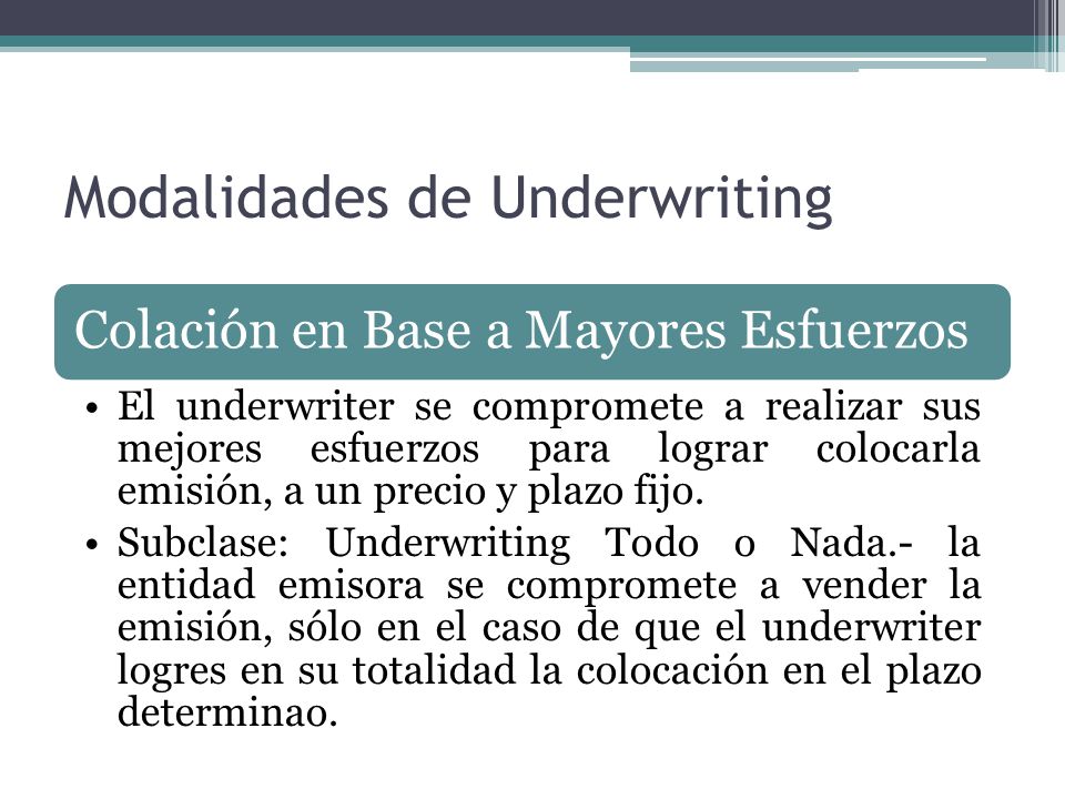 Modalidades de Underwriting