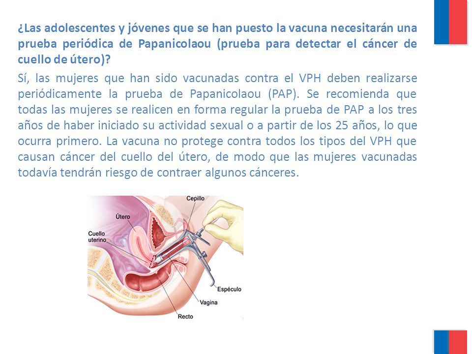 ¿Las adolescentes y jóvenes que se han puesto la vacuna necesitarán una prueba periódica de Papanicolaou (prueba para detectar el cáncer de cuello de útero)