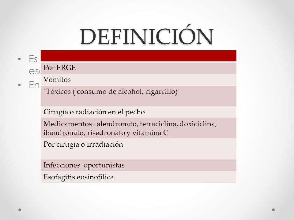DEFINICIÓN Es la inflamación o irritación de la mucosa esofágica
