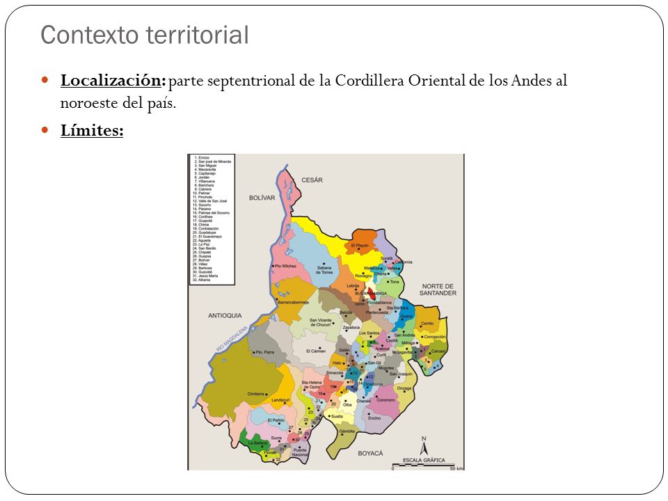 Contexto territorial Localización: parte septentrional de la Cordillera Oriental de los Andes al noroeste del país.