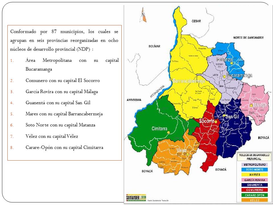 Conformado por 87 municipios, los cuales se agrupan en seis provincias reorganizadas en ocho núcleos de desarrollo provincial (NDP) :