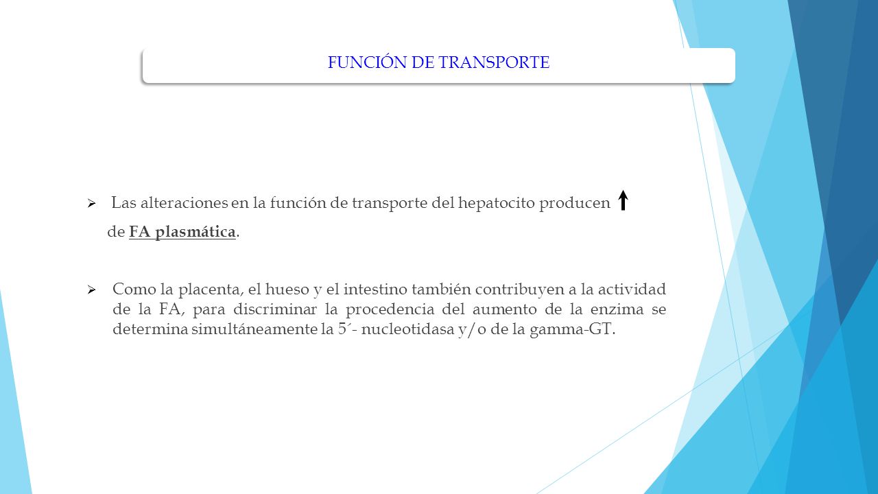 FUNCIÓN DE TRANSPORTE Las alteraciones en la función de transporte del hepatocito producen. de FA plasmática.