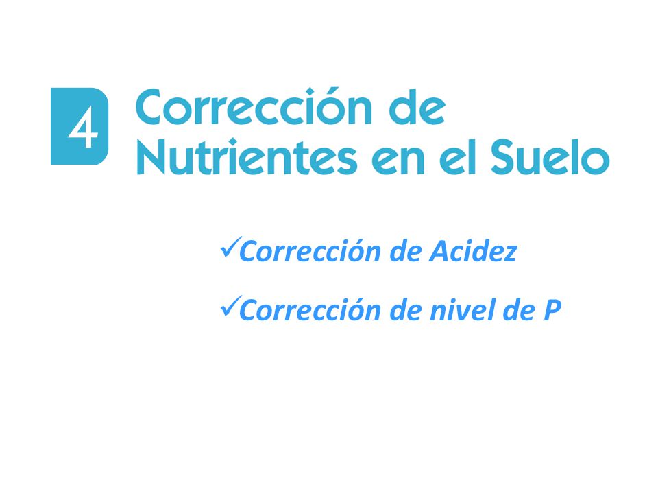Corrección de Acidez Corrección de nivel de P