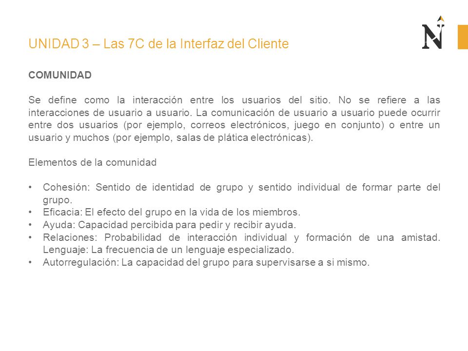 UNIDAD 3 – Las 7C de la Interfaz del Cliente