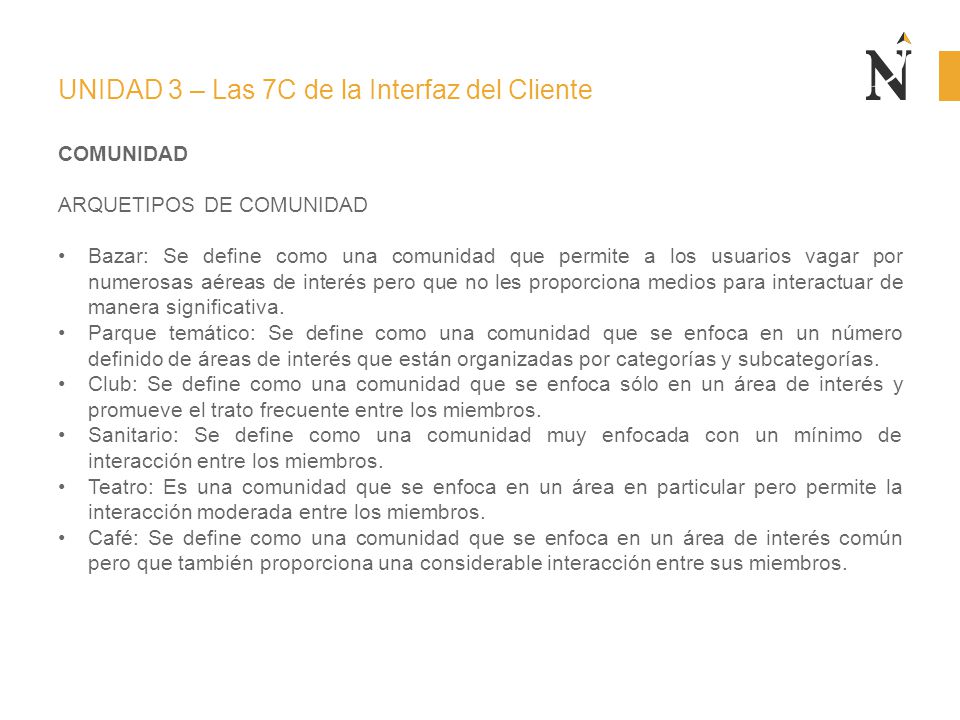 UNIDAD 3 – Las 7C de la Interfaz del Cliente