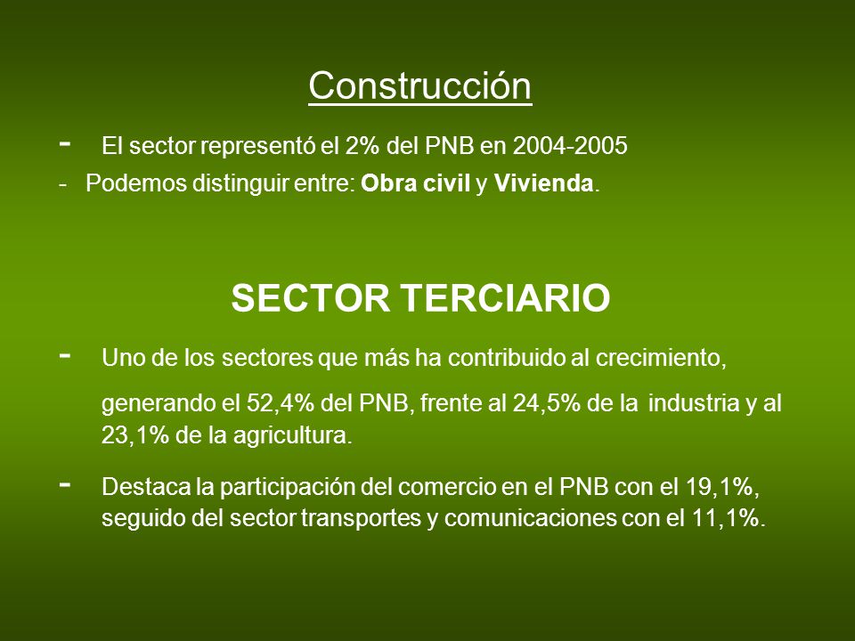 - El sector representó el 2% del PNB en